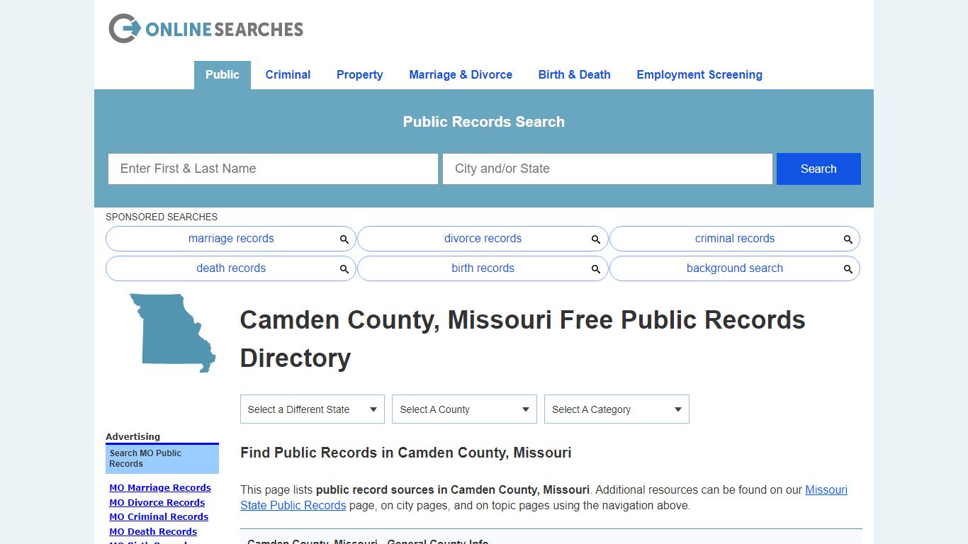 Camden County, Missouri Public Records Directory